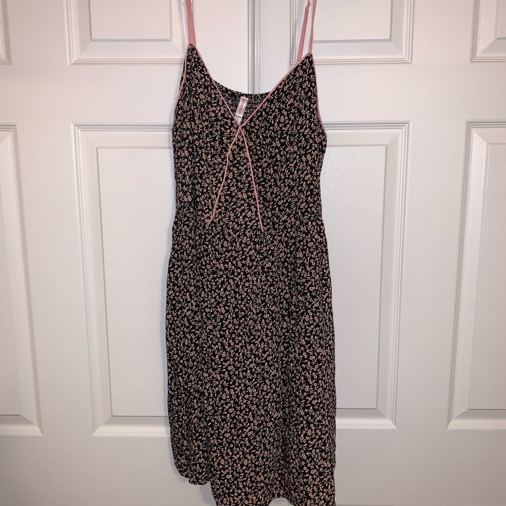 Black fit and flare floral dress